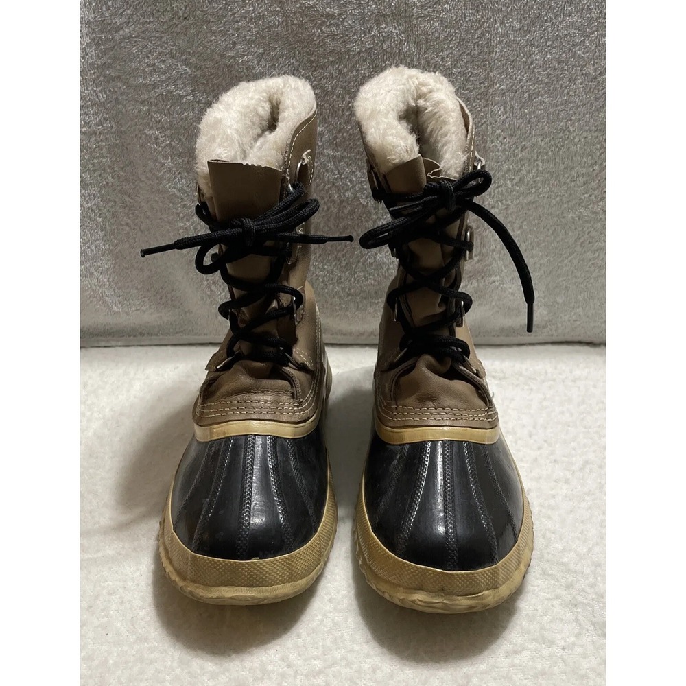 Sorel Boots Mens Size 9 Brown Kaufman Walking Hiking Manitou Faux Fur Lined